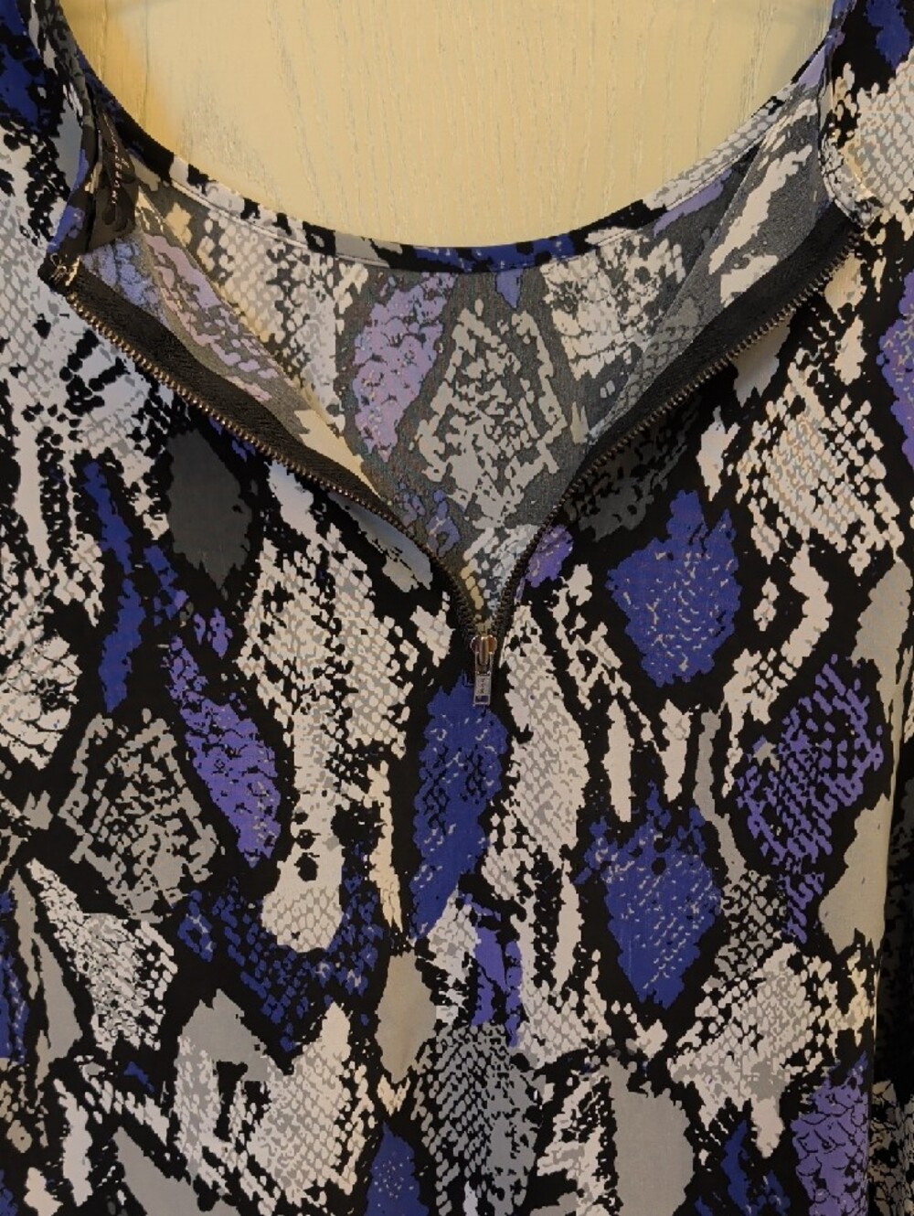 Investments Women’s Purple Snake Print Blouse Size 1X 3/4 Sleeve Career Top - Picture 7 of 11